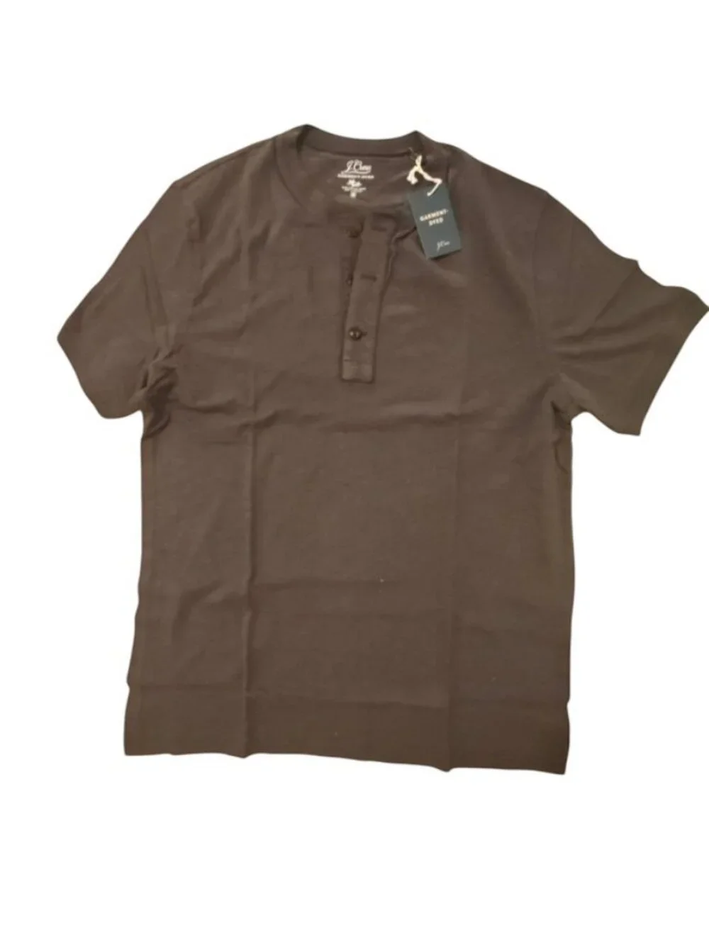 J. Crew Men's Garment Dyed Black Medium Short Sleeve Henley Shirt 100 Cotton New
